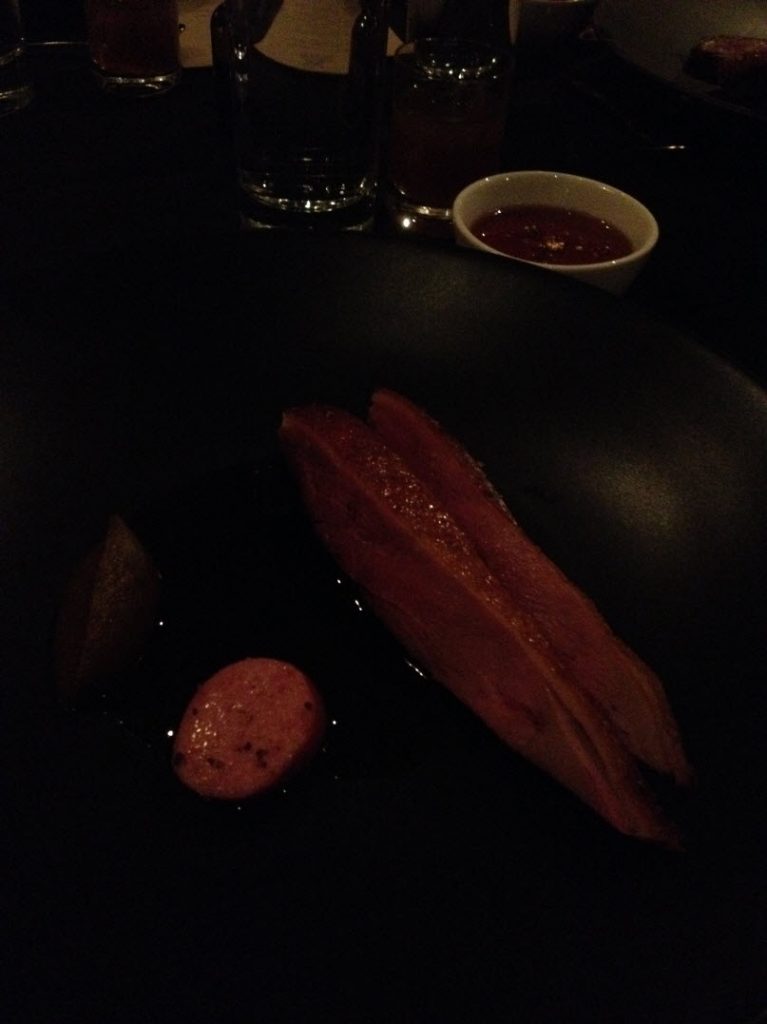 OMG - foie gras sausage and whipped foie gras with Jack Daniel's gelle