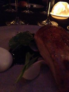 Crispy skinned chicken breast with Gold Brut