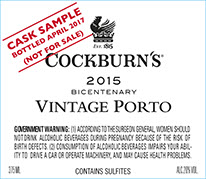 Cockburn's vintage port 2015 label