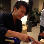 Shohei Shimokawa sampling sake